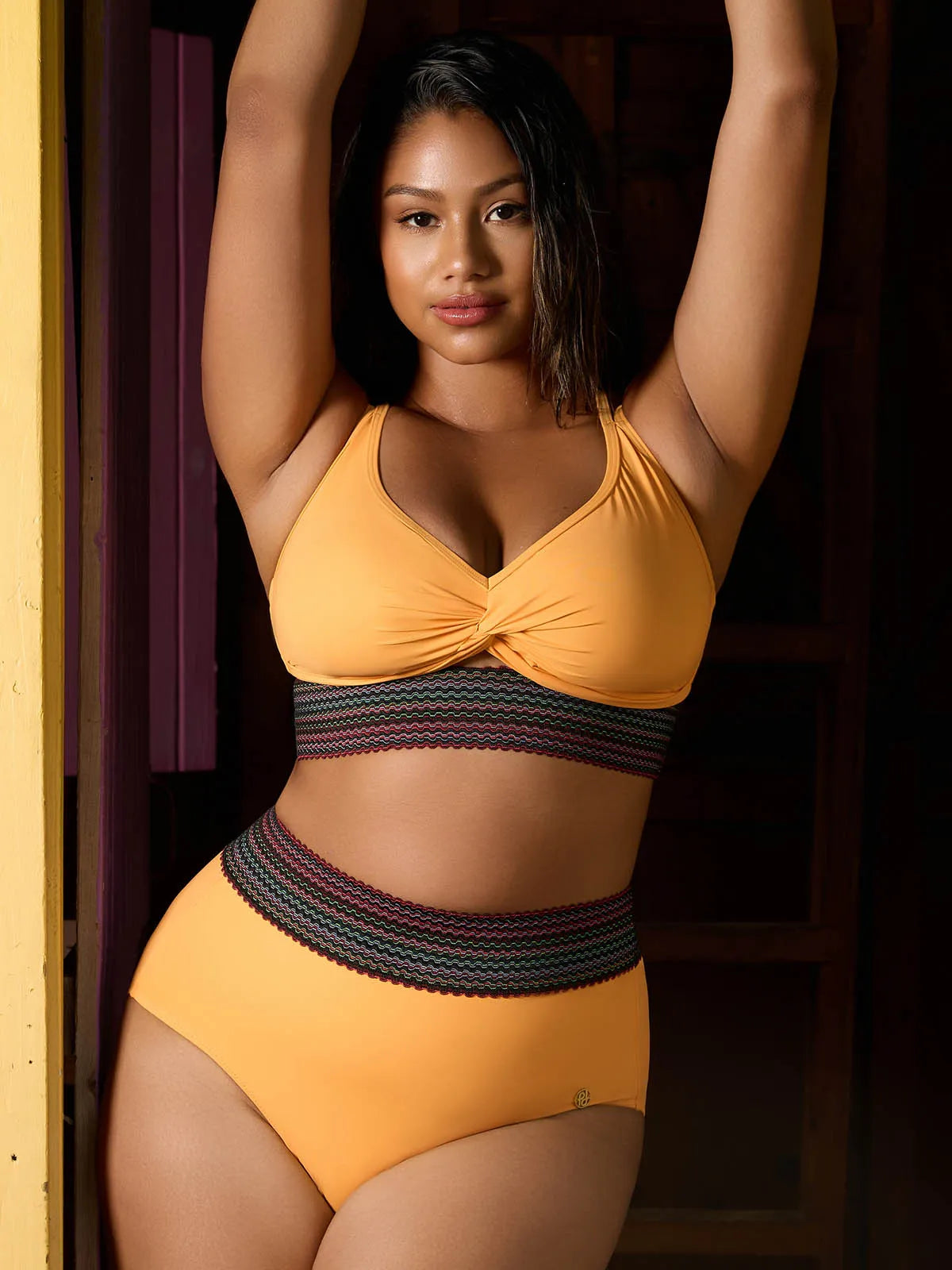 Boho Trim High Waist Tummy Control Bikini Set