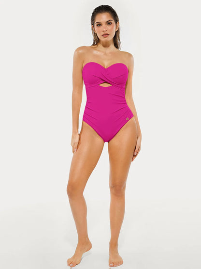 Twist & Shirred Sculpting One-Piece with Removable Straps