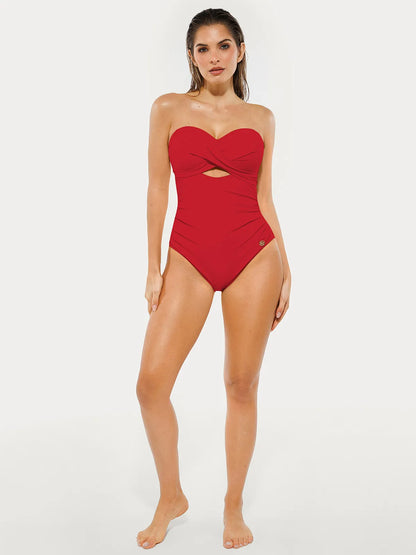 Twist & Shirred Sculpting One-Piece with Removable Straps