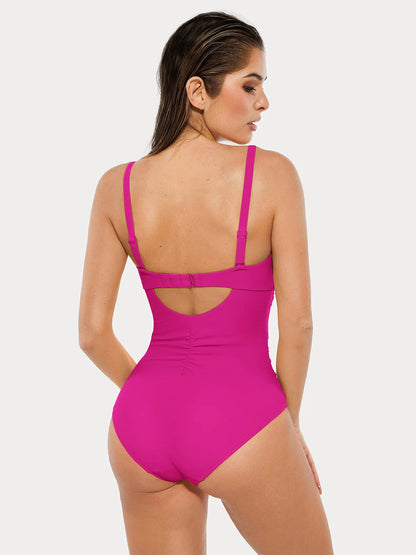 Twist & Shirred Sculpting One-Piece with Removable Straps