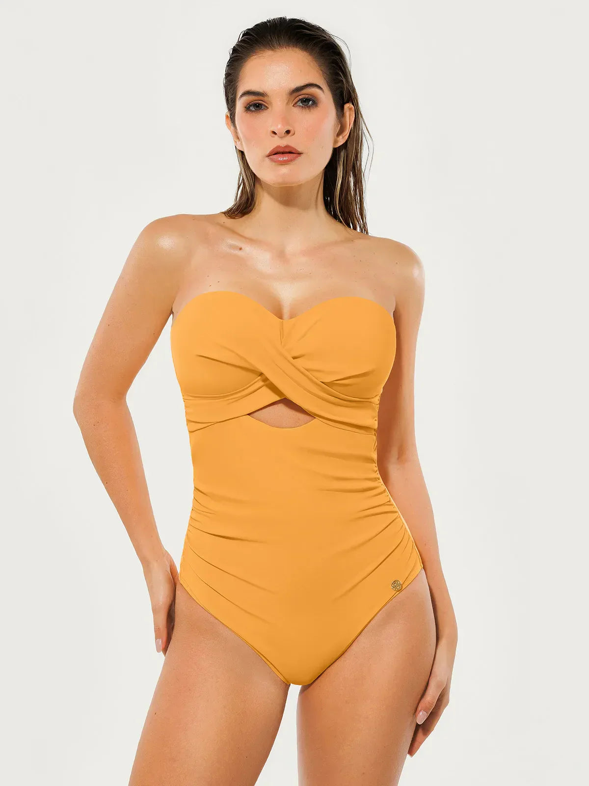 Twist & Shirred Sculpting One-Piece with Removable Straps