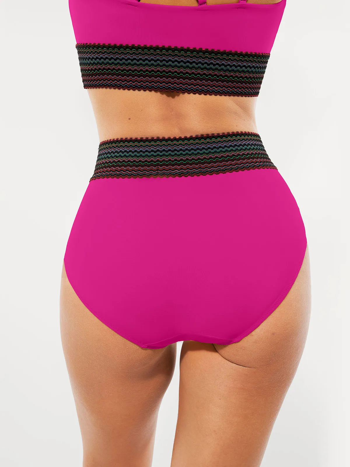 Boho Trim High Waist Tummy Control Bikini Set