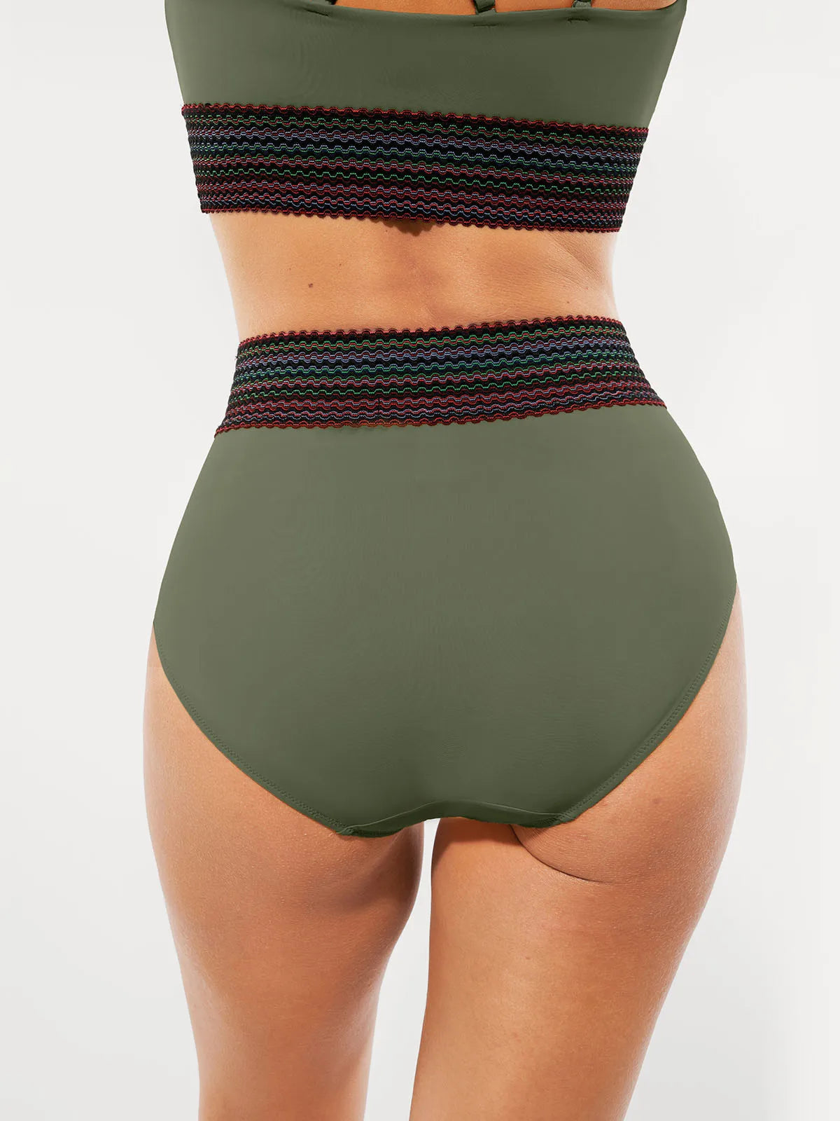 Boho Trim High Waist Tummy Control Bikini Set