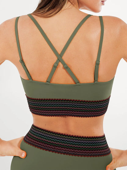 Boho Trim High Waist Tummy Control Bikini Set