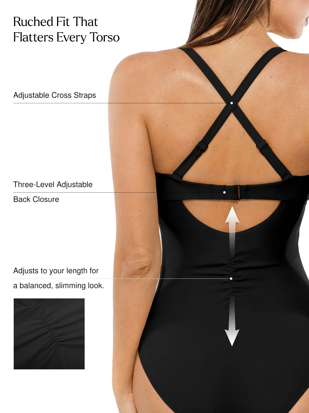 Twist & Shirred Sculpting One-Piece with Removable Straps