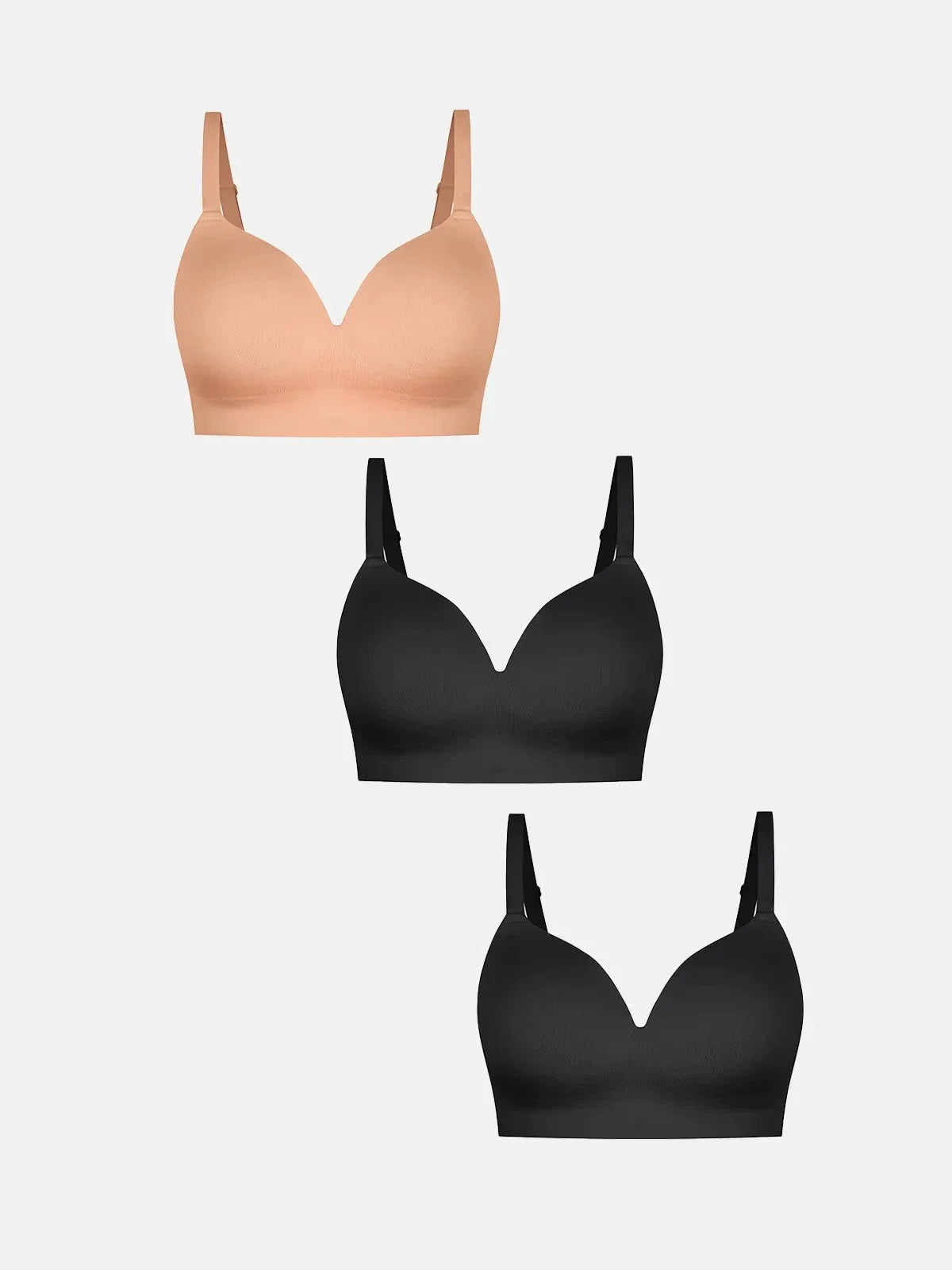 3-Pack ContourLift™ Seamless Wireless Shaping Push Up Bra Bundle