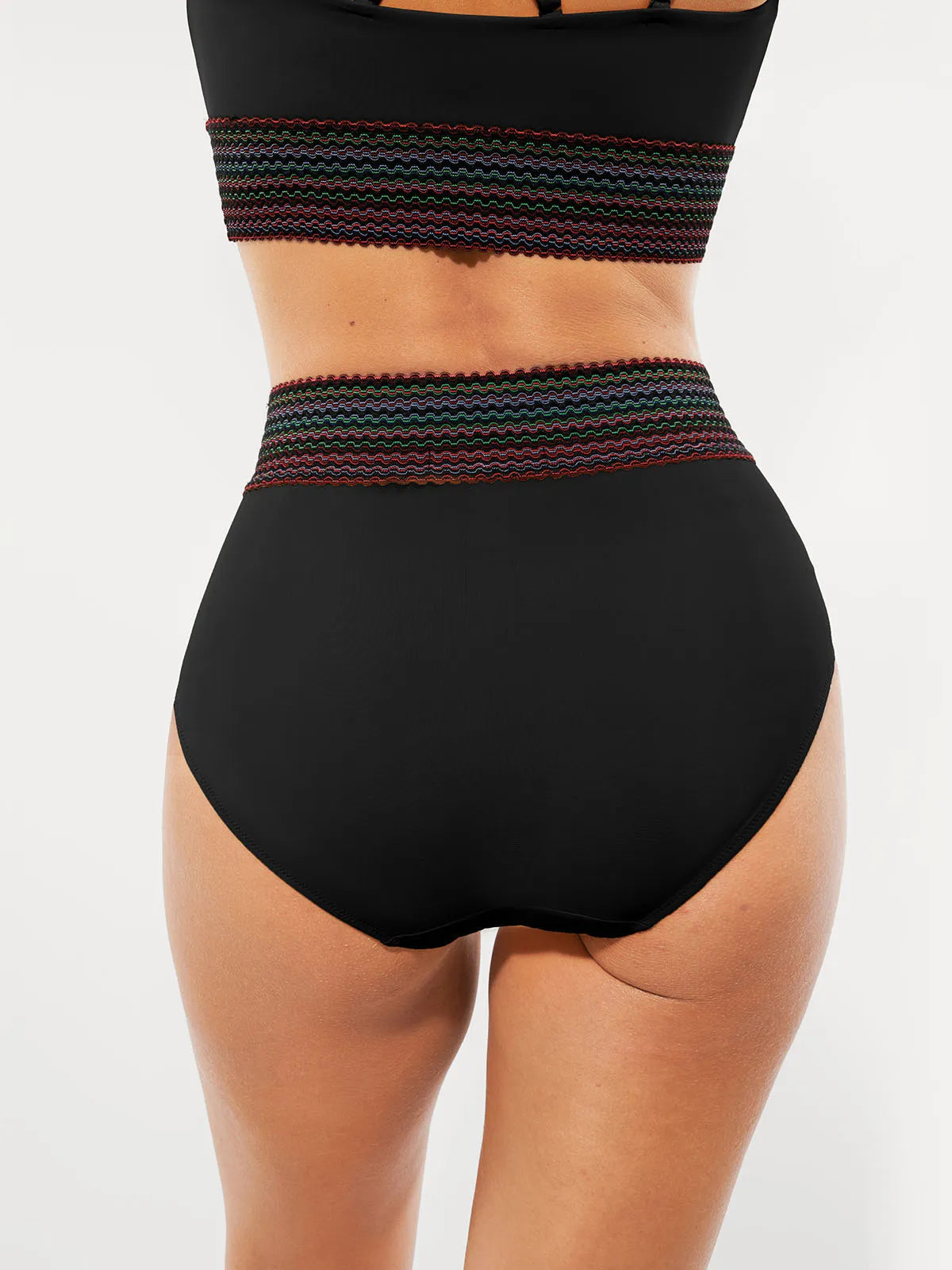 Boho Trim High Waist Tummy Control Bikini Set