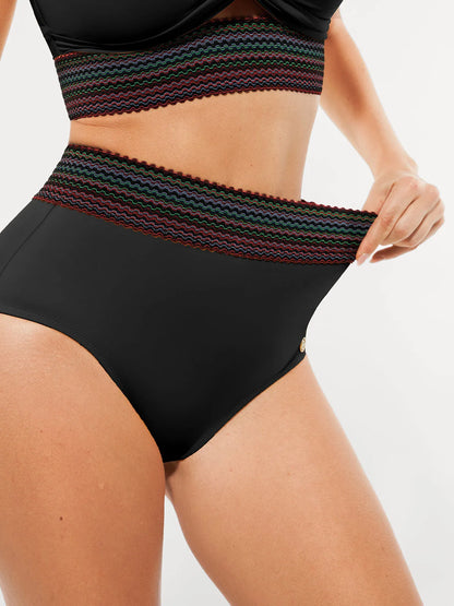 Boho Trim High Waist Tummy Control Bikini Set