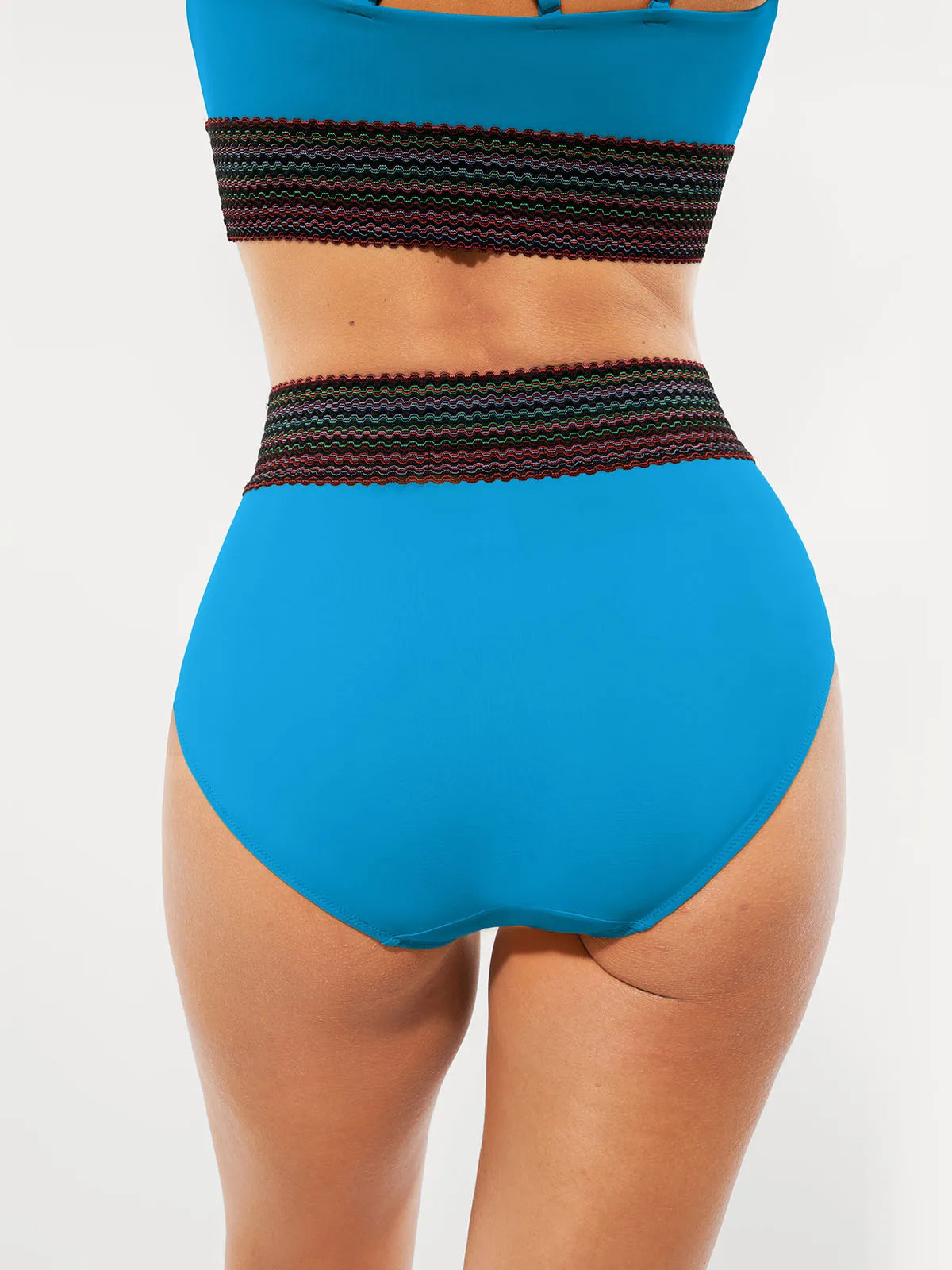 Boho Trim High Waist Tummy Control Bikini Set