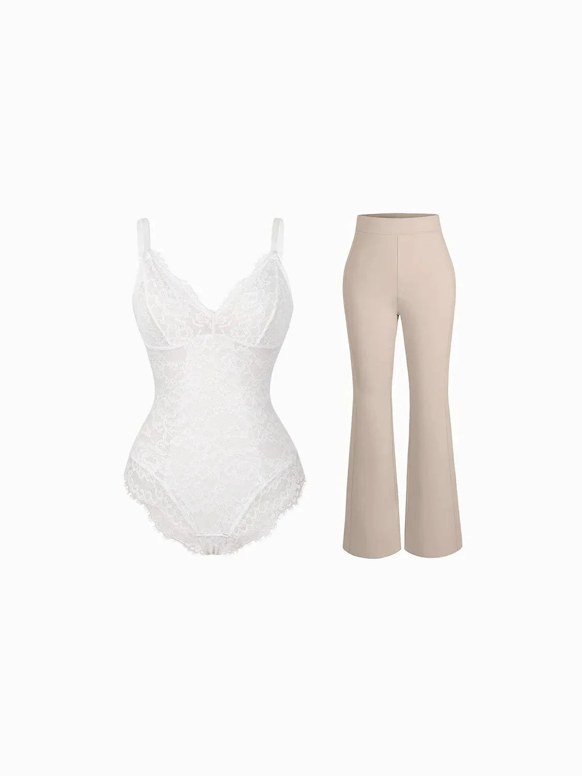 Day To Night Set Solid Sculpting Bodysuit Built-in Shapewear Pants