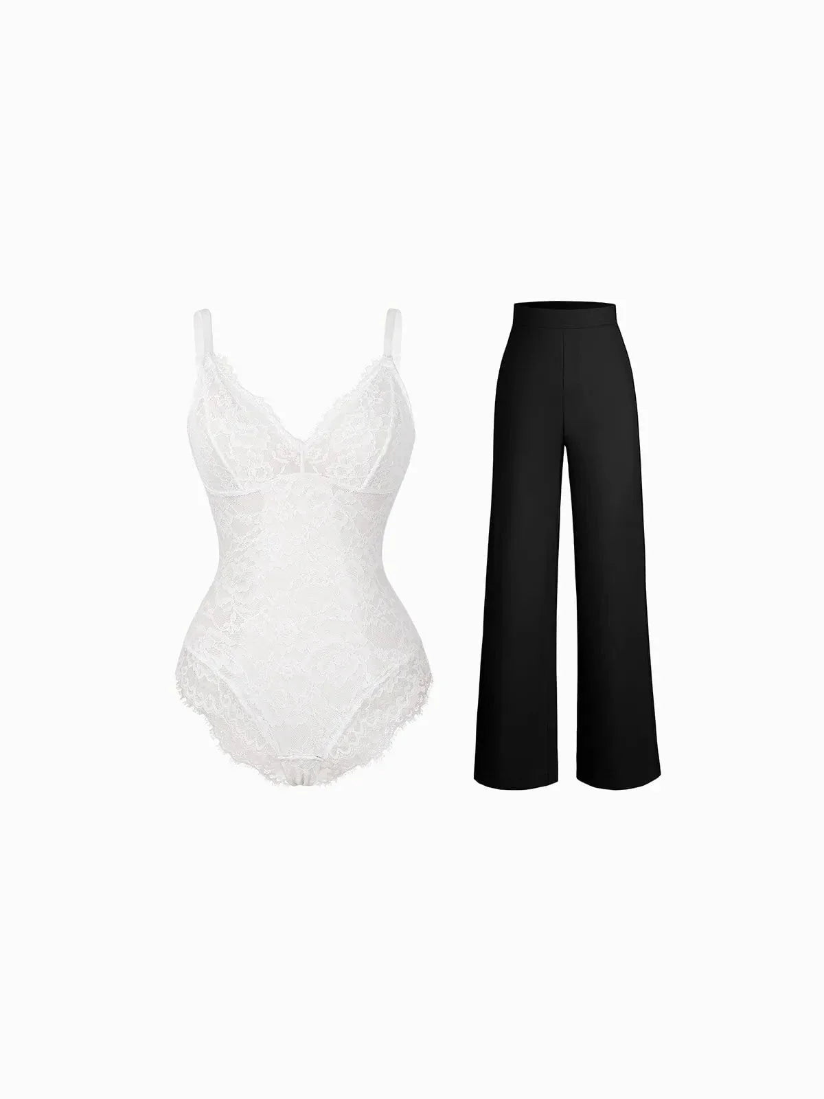 Day To Night Set Solid Sculpting Bodysuit Built-in Shapewear Pants