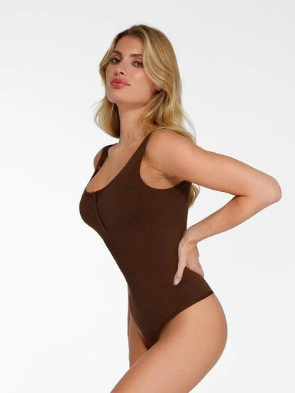 Day To Night Set Square Neck Tank Bodysuit Built-in Shapewear Pants