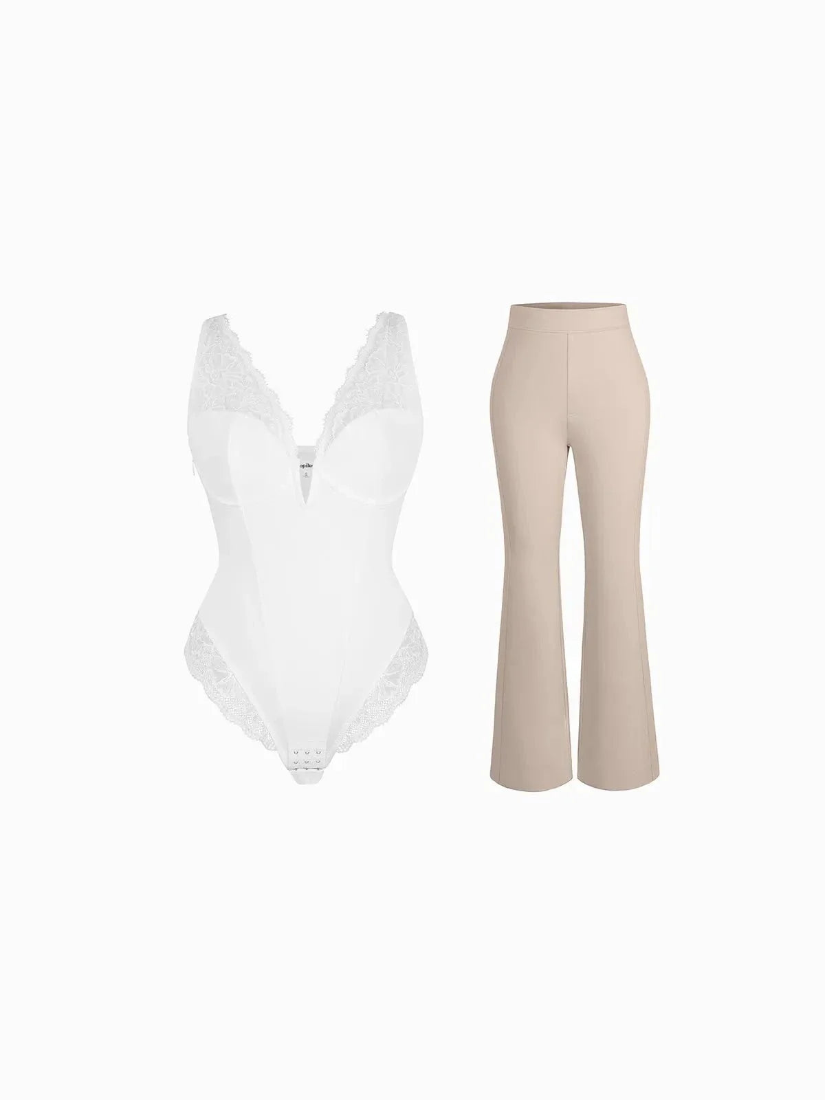 Day To Night Set Tummy Control Bodysuit Built-in Shapewear Pants