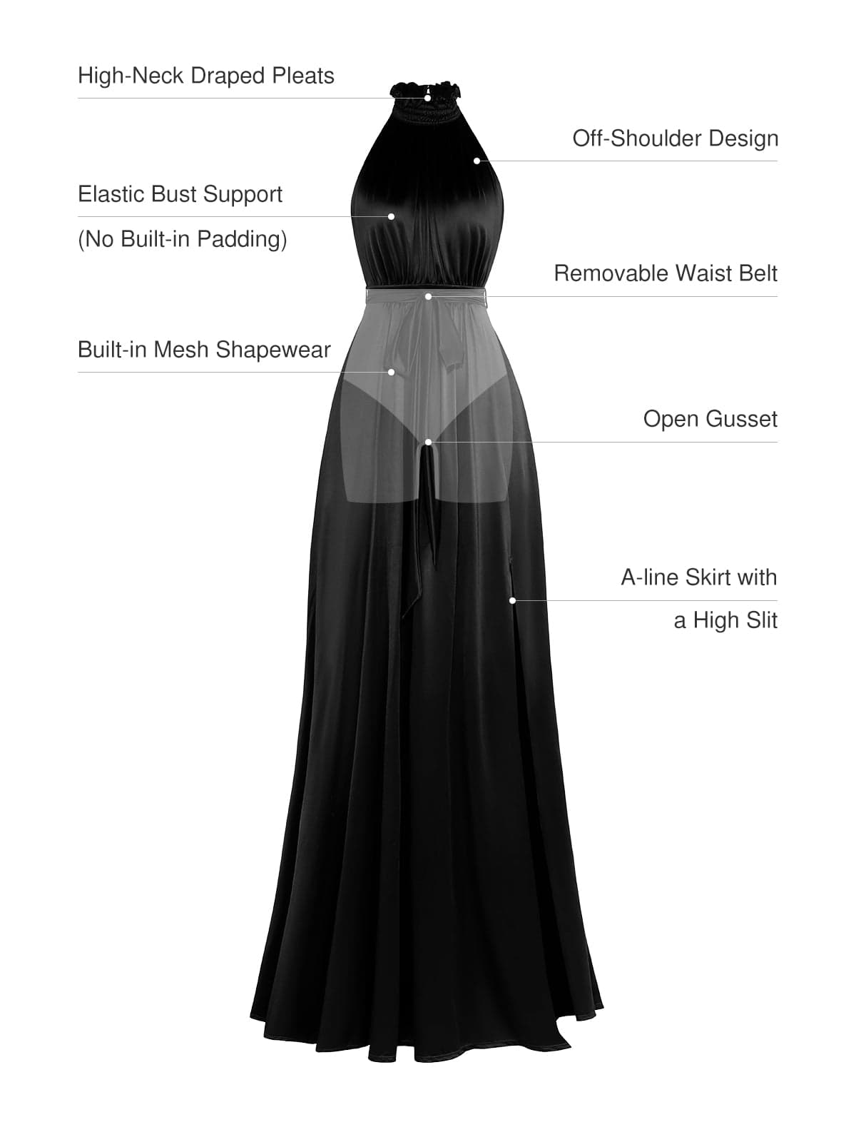 Draped High Neck Sculpting Floral-Print Maxi Dress