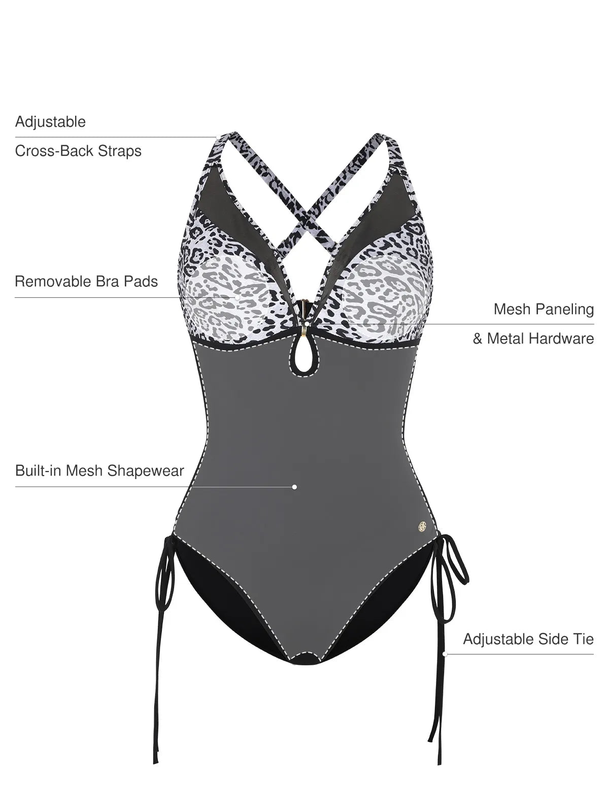 Mesh Inset Tie-Side Sculpting One-Piece Swimsuit