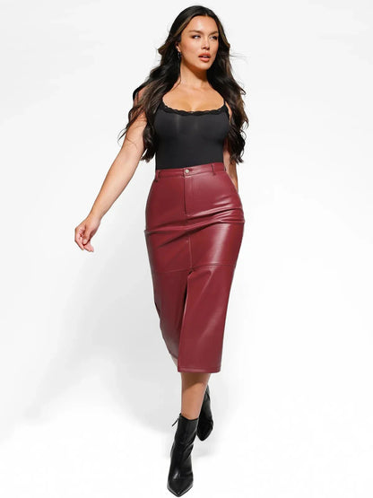 Sculpted Faux Leather Contour Skirt