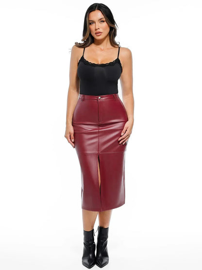 Sculpted Faux Leather Contour Skirt