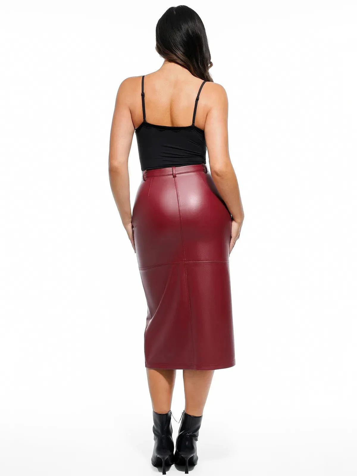 Sculpted Faux Leather Contour Skirt