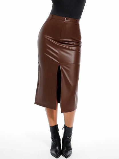 Sculpted Faux Leather Contour Skirt
