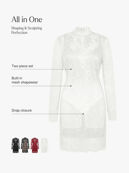 Shapewear 2-in-1 Lace Overlay Sculpting Dress