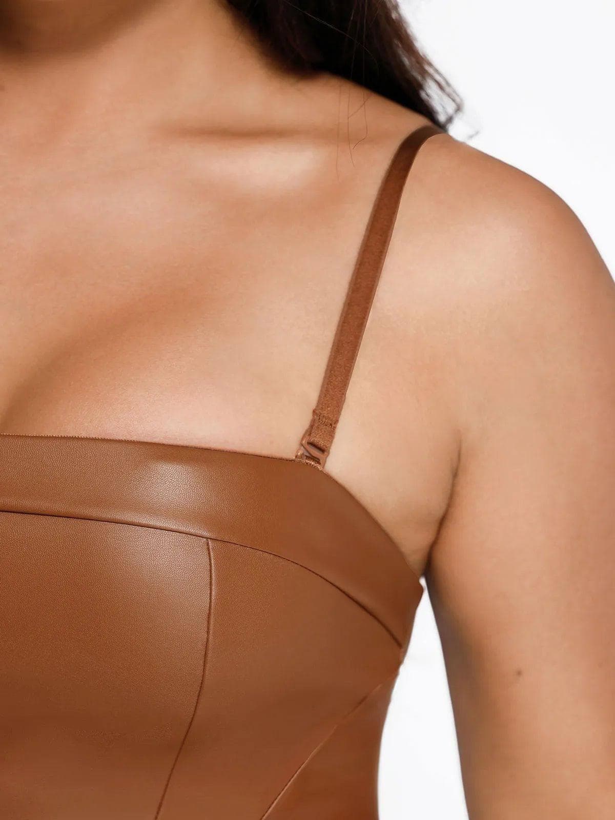 Shapewear Faux Leather Corset Jumpsuit Set