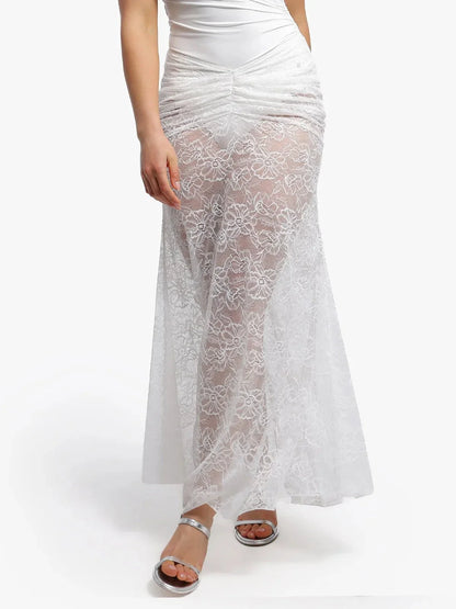 Shapewear Lace Fishtail Coverup Maxi Skirt