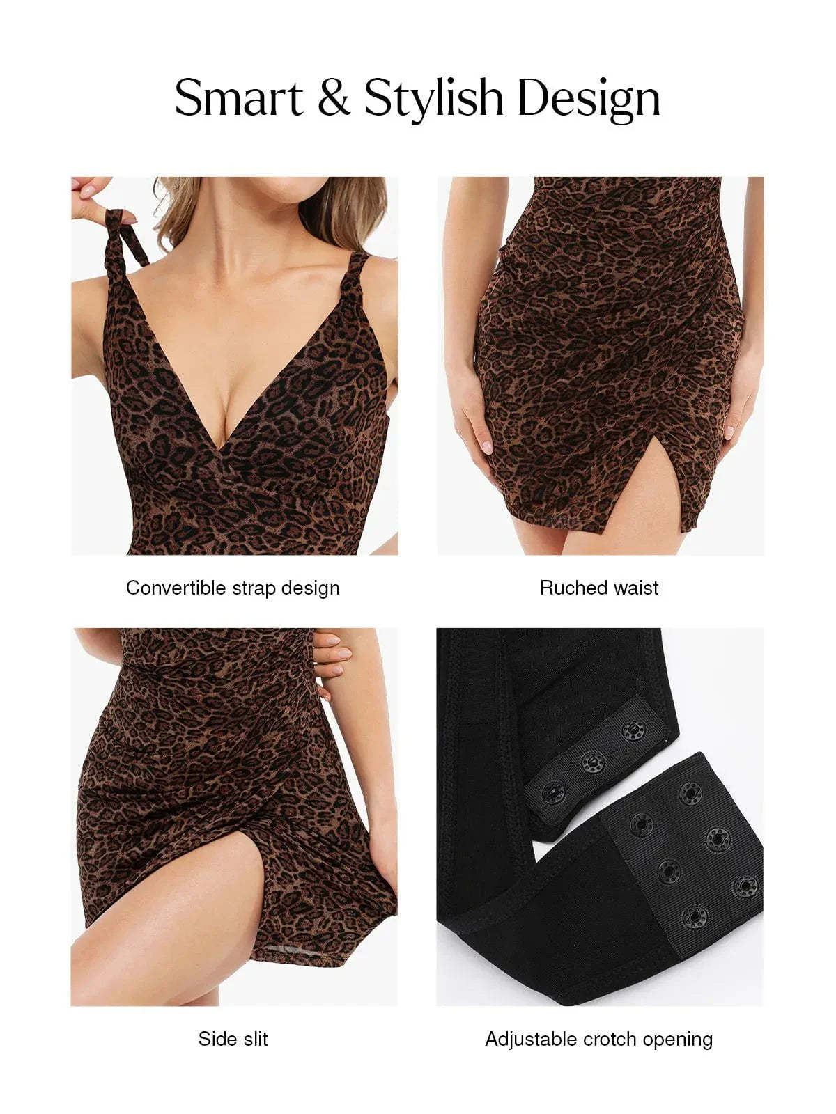Shapewear Leopard Sculpting Side Slit Mini Dress
