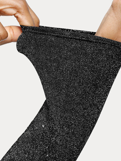 Shapewear Metallic Knit Long Sleeve Slimming Bodysuit