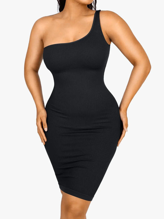 Shapewear One Shoulder Bodycon Mini Dress