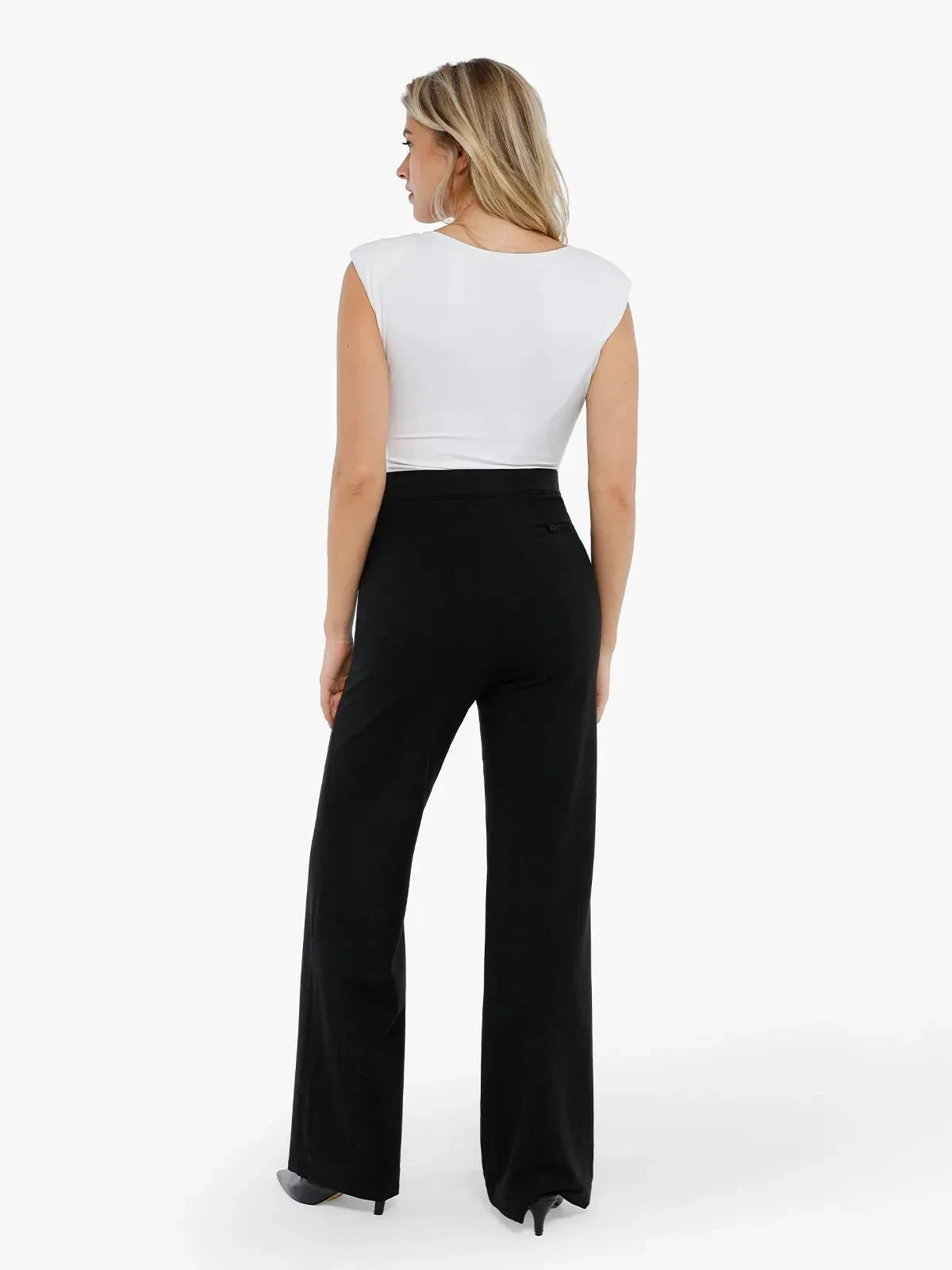 Shapewear Padded Shoulder Slimming Bodysuit Wide-Leg Pants Set