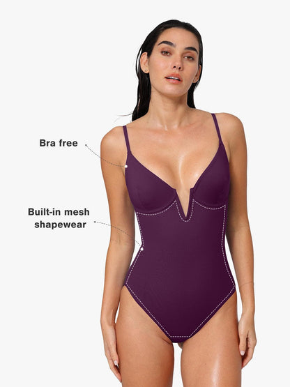 Shapewear Slimming One-Piece Swimsuit Mesh Coverup Set