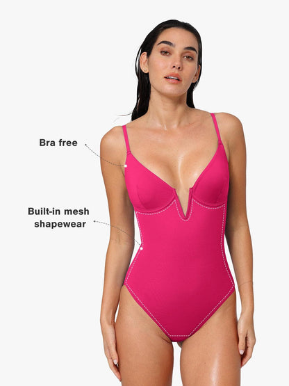 Shapewear Slimming One-Piece Swimsuit Mesh Coverup Set