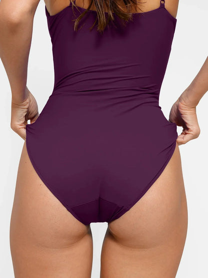 Shapewear Slimming One-Piece Swimsuit Mesh Coverup Set