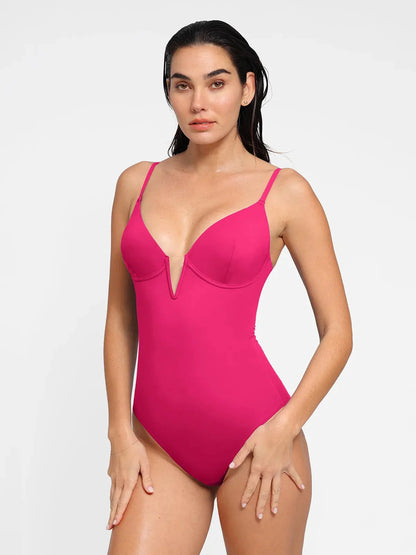 Shapewear Slimming One-Piece Swimsuit Mesh Coverup Set