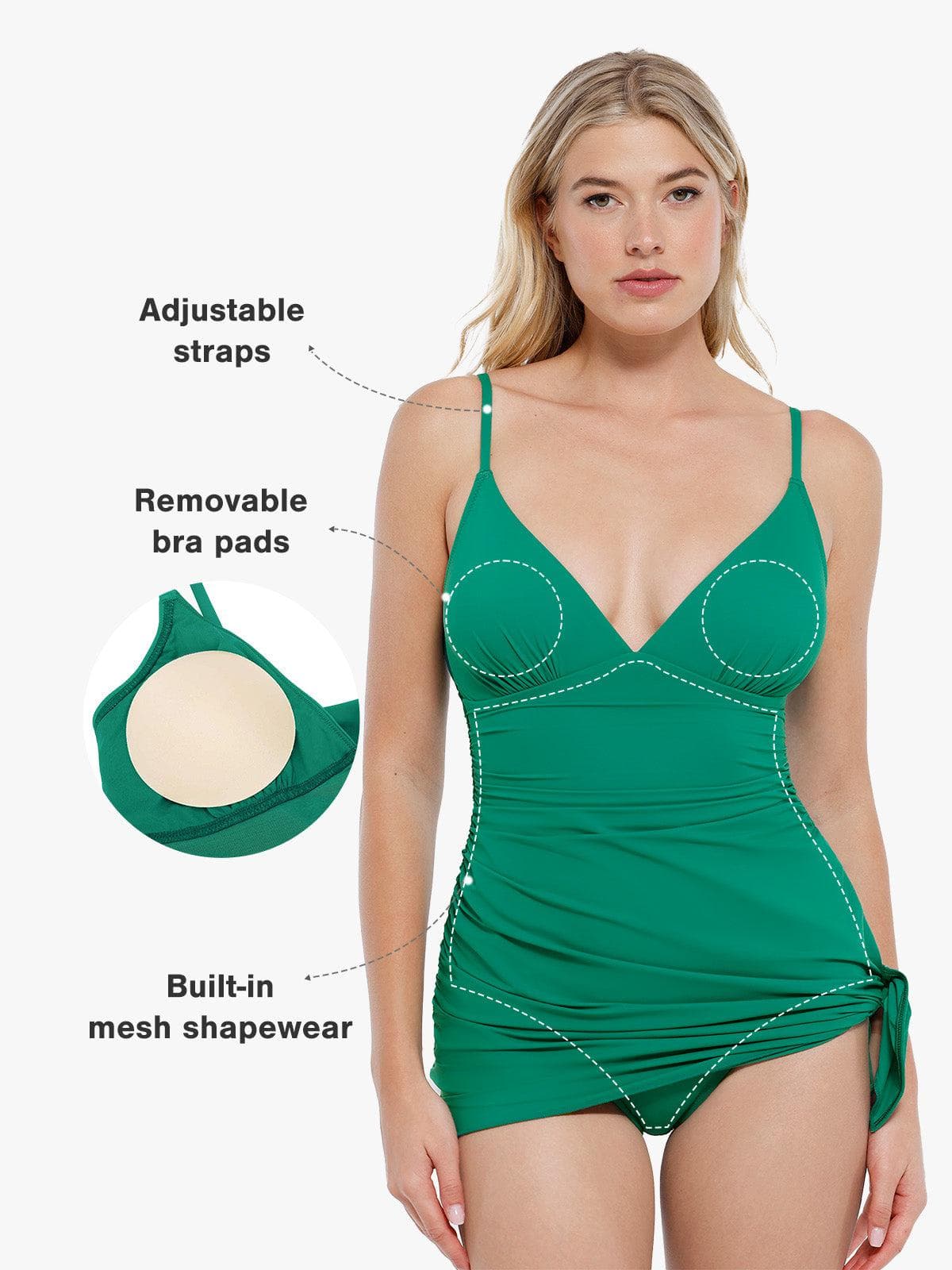 Shapewear Ruched Convertible One-Piece Swimsuit