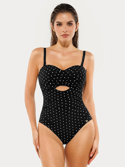 Twist & Shirred Sculpting One-Piece with Removable Straps