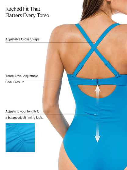 Twist & Shirred Sculpting One-Piece with Removable Straps