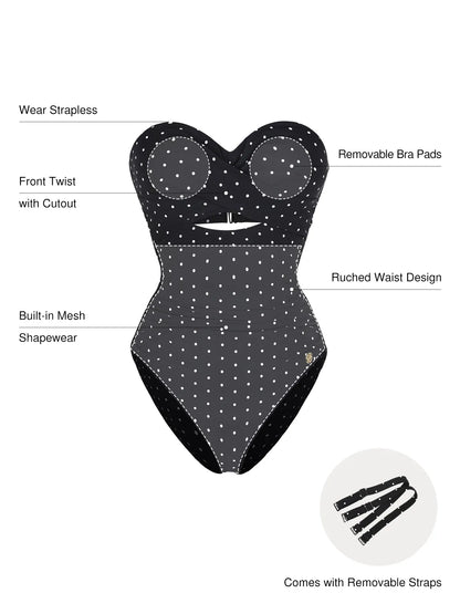 Twist & Shirred Sculpting One-Piece with Removable Straps