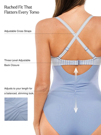 Twist & Shirred Sculpting One-Piece with Removable Straps