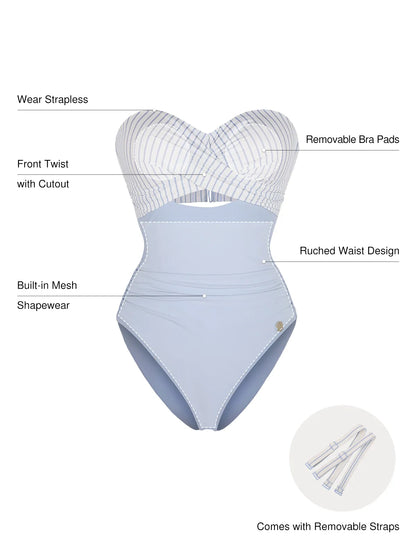 Twist & Shirred Sculpting One-Piece with Removable Straps