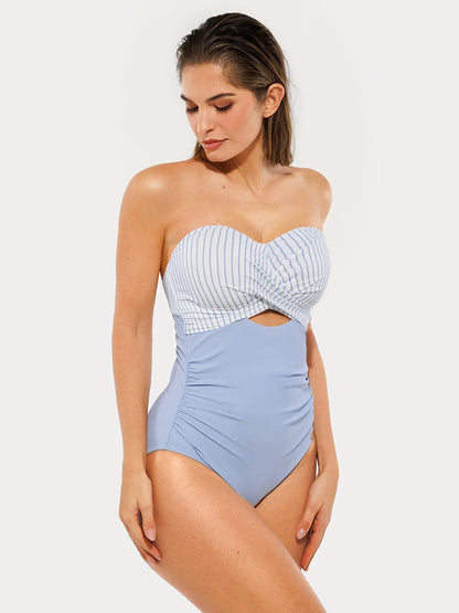 Twist & Shirred Sculpting One-Piece with Removable Straps