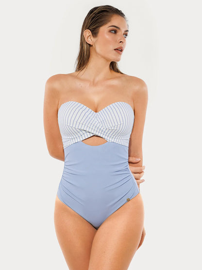 Twist & Shirred Sculpting One-Piece with Removable Straps