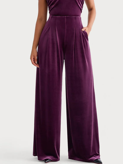 Velvet Wide-Leg Sculpting Trousers