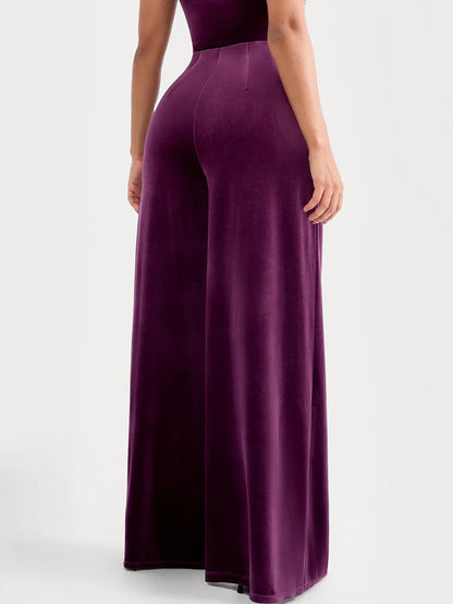 Velvet Wide-Leg Sculpting Trousers
