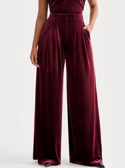 Velvet Wide-Leg Sculpting Trousers