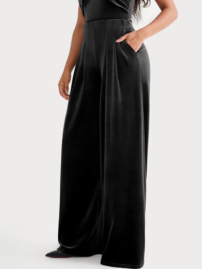 Velvet Wide-Leg Sculpting Trousers