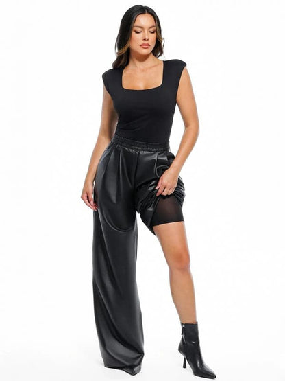 Velvet Wide-Leg Sculpting Trousers