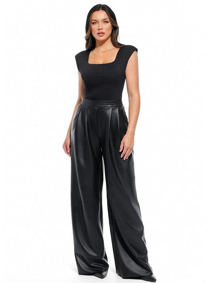 Velvet Wide-Leg Sculpting Trousers