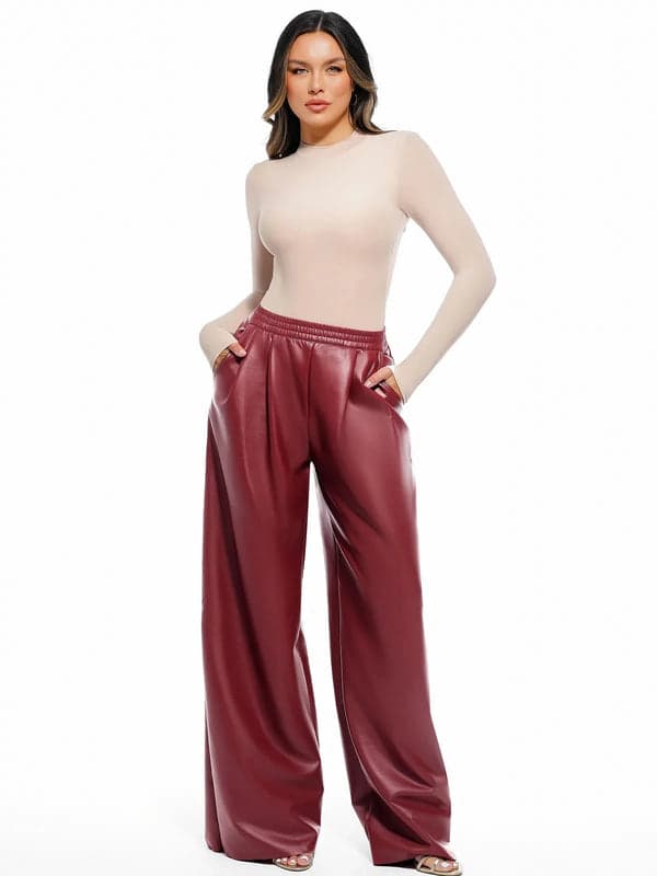 Velvet Wide-Leg Sculpting Trousers